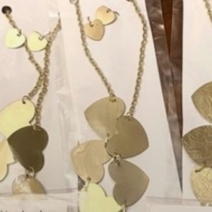 NEW GORGANA Style Necklace Earrings Set Gold Metal lightweight NWT